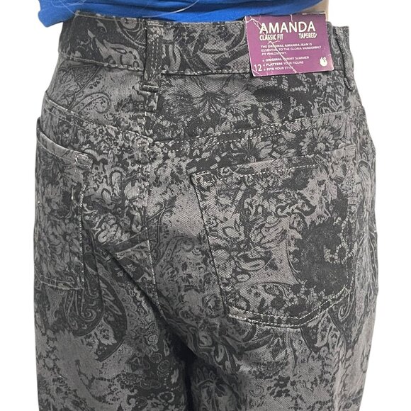 NWT Gloria Vanderbilt Amanda Classic Jeans Size 12 - Black Floral - Picture 5 of 12